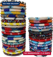 12 Random Mix Crochet Glass Seed Bead Bracelet Nepal Bracelet ONE Dozen