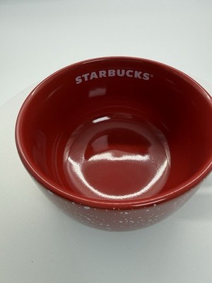 Starbucks 2019 Red Mug  With White Specks Ceramic Coffee Tea Soup Bowl 16 oz