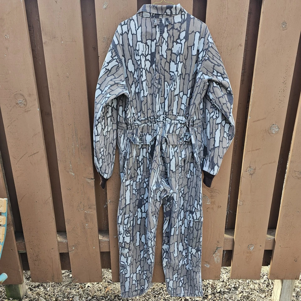 Vintage Realtree TreeBark Camo Coveralls Mens Large Hunting One Piece Costume - Image 2 of 4