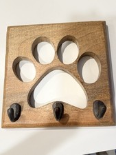 Wooden keyholder/dog leash holder "His, Hers, with a paw print"