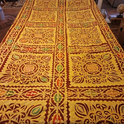 King/ Queen Coverlet Bedspread Boho Applique Vintage Blanket Coverlet Handmade