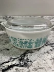 Vintage Pyrex Amish Butterprint Casserole Dish Turquoise #472 1.5pt Damaged Lid