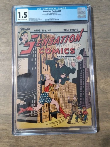 Vintage SENSATION COMICS #44  August 1945 WONDER WOMAN CGC 1.5