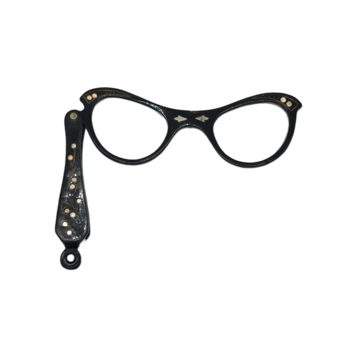 1950’s French Jet Black Cateye Eyeglasses, Prescription Ready, Made in France 1950 main image 2
