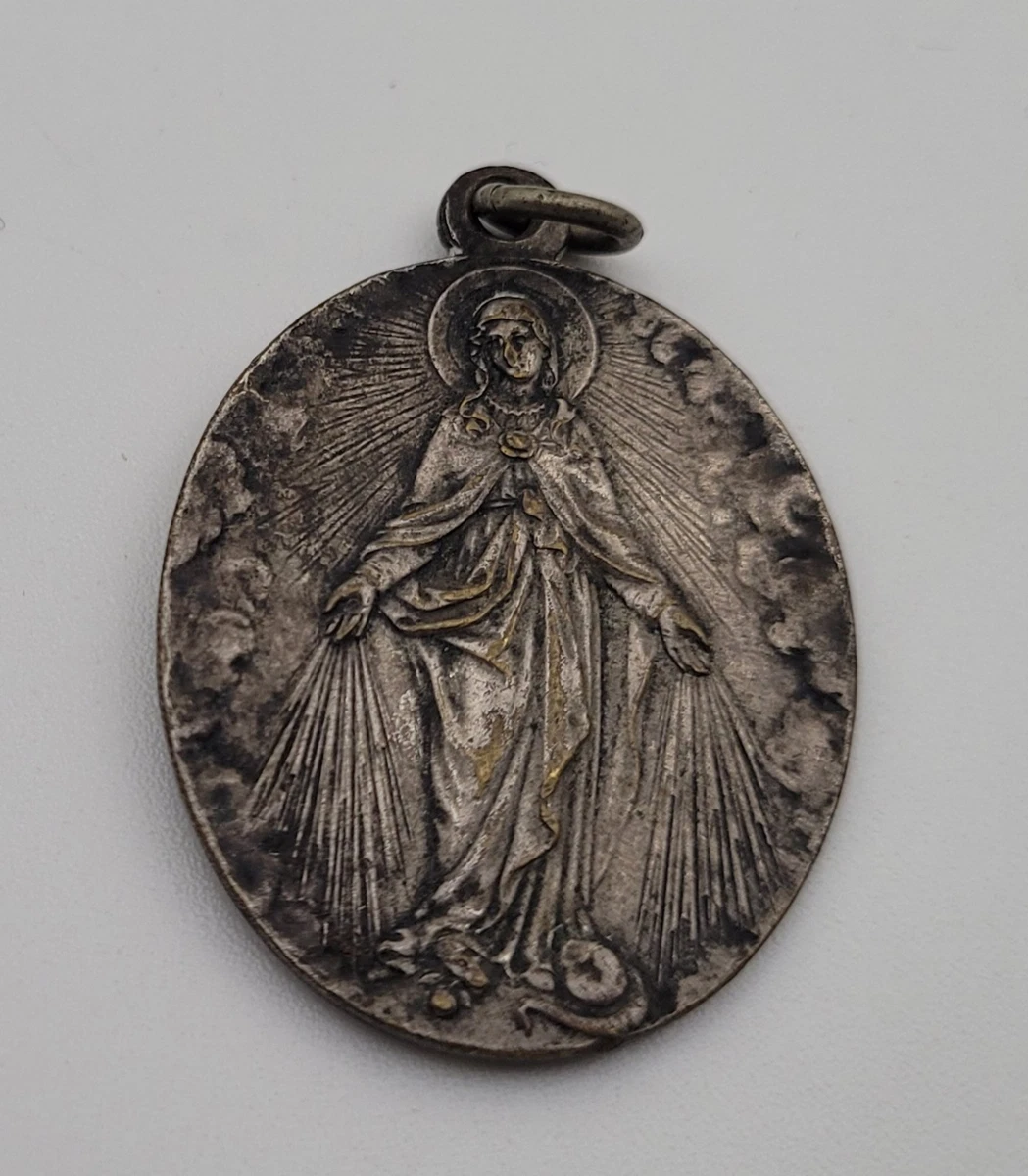 Médaille Ronde Sainte Vierge, Argent, 16mm - Emanessence