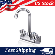 Commercial Wall-Mount Gooseneck Faucet for Industrial Use, 2-Handle,4" Centerset