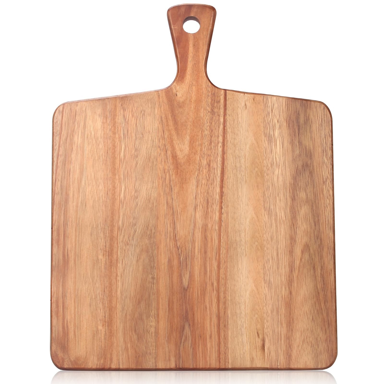 Large Acacia Wood Cutting Board with Handle Wooden Charcuterie Board 17" X 13"