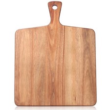 Large Acacia Wood Cutting Board with Handle Wooden Charcuterie Board 17" X 13"