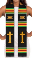 Cross Kente Stole New Beautiful Black