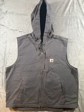 Image of Carhartt Hooded Gilet / Vest – Men’s L (Tall) – Grey – Relaxed Fit
