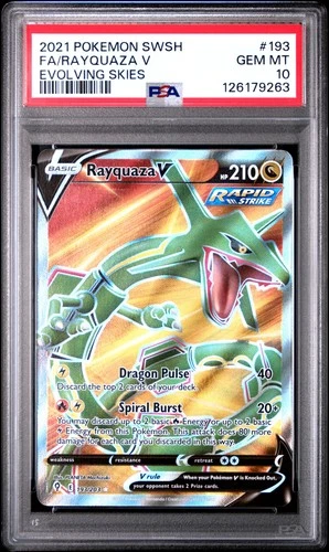 2021 POKEMON SWORD & SHIELD EVOLVING SKIES #193 FULL ART/RAYQUAZA V PSA 10