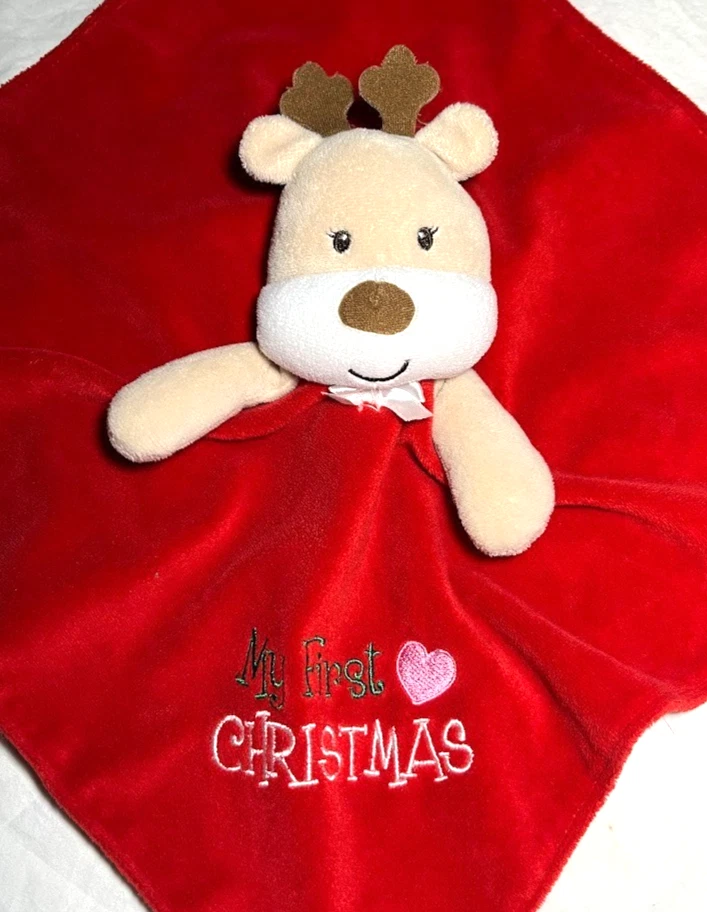 Manta de seguridad Baby Starters roja mi primera Navidad reno sonajero Lovey Foto 2 de 4