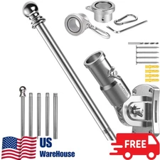 Premium Flag Pole Kit - T304 Stainless Steel 180°Adjustable Flag Bracket, Silver