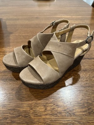 NEW Coclico Melania Sandals Shoes Womens Size 38 EU Brown Leather Wedge NIB
