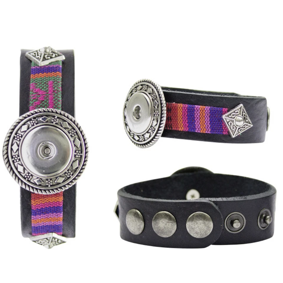 3er Set Pu Armbänder Das Armband bietet Platz für 1 Click Button Chunk Nugget - Bild 2 von 4