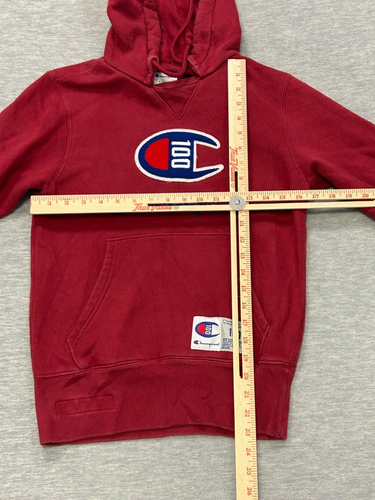 Champion 100 Logo Hoodie Youth Extra Small Red Logo Sweatshirt Pullover Spellout - Picture 8 of 11