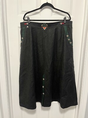 Vintage Julius Lang Skirt Black Midi Long Wool Blend