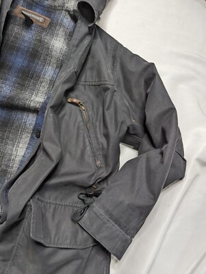 Vintage Banana Republic Overcoat Rain Jacket Wool Liner Hood Men