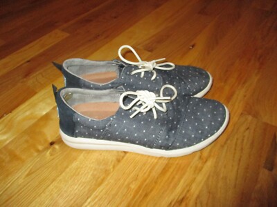 Ladies Toms Del Rey Blue White Polka Dots Lace Up Sneakers Size 8