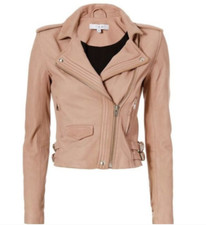 Iro Womens Hana Leather Moto Jacket Blush Pink Size 38 Intermix Exclusive