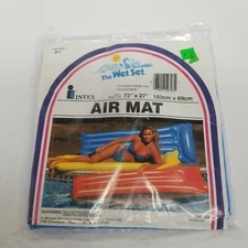 Vintage 1992 Intex The Wet Set Pool Air Mat, Blue, 72" x 27", New Sealed