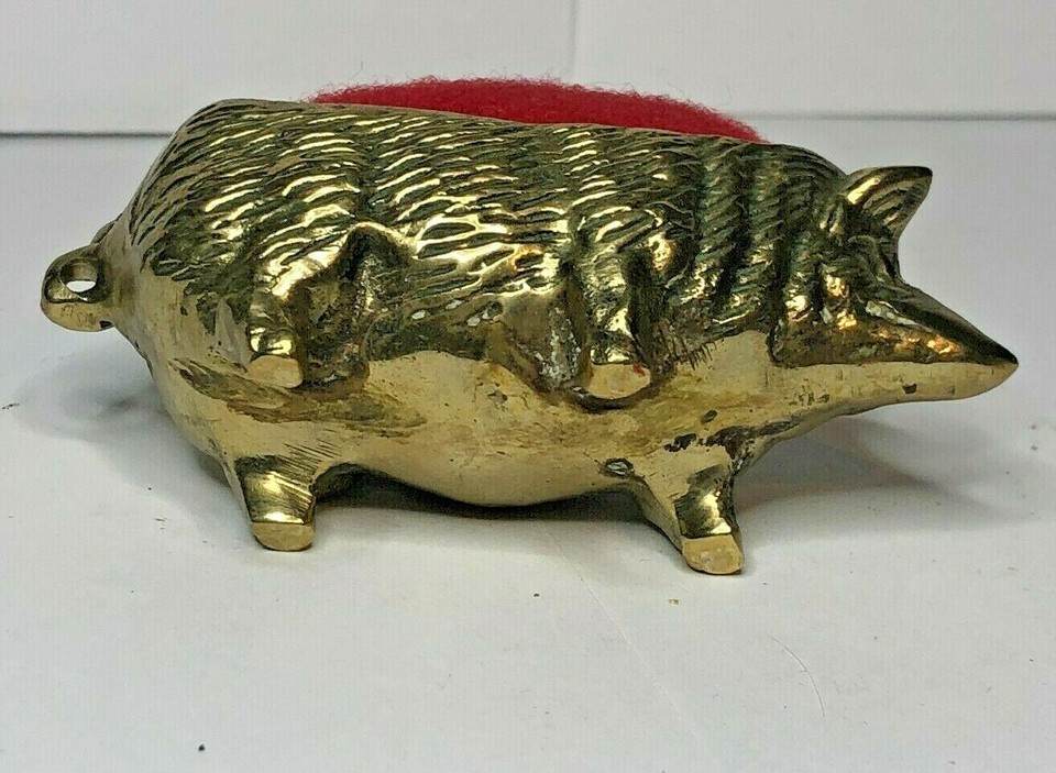 Antique Brass Pig Pin Cushion Cast brass 8 x 4 cms eBay