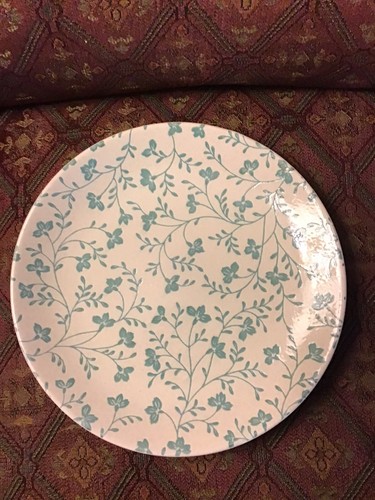 New 1 Retired 2013 Sango FRESH FLOWERS AQUA 11” Dinner Plate Floral Stoneware - Picture 8 of 11
