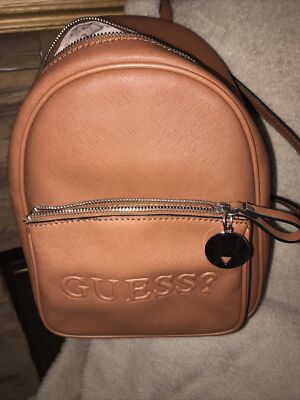 GUESS RIGDEN LE706131 CAMEL EMBOSSED LOGO BACKPACK PURSE 