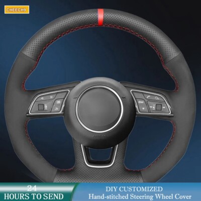Hand Stitched Soft Black Suede Steering Wheel Cover For Audi A3 8V A4 B9 Avant