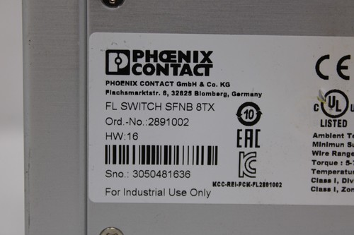Phoenix Contact SFNB 8TX Ethernet Port - Picture 3 of 3