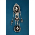 Antique French Chatelaine Silver-Plated Metal and Enamel. France, Circa 1840
