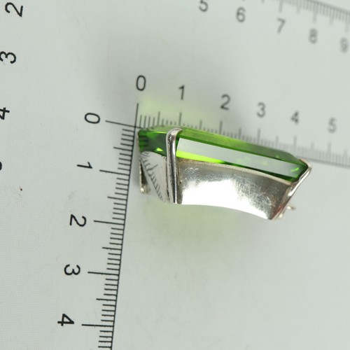 Vintage Sterling Silver Green Crystal Pendant 925 Heavy 17.36g - Picture 5 of 6