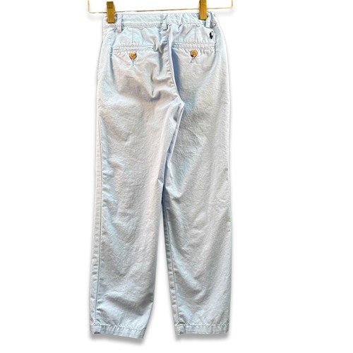 Polo Ralph Lauren Girls Blue Flat Front Chino Pants Embroidered Navy Pony Size 7 - Picture 2 of 11