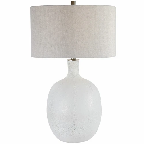 UTTERMOST 28469-1 WHITEOUT HEAVILY TEXTURED MOTTLED AGED WHITE GLASS TABLE LAMP - Picture 2 of 6