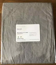 TWO Pottery Barn Belgian Flax Sheer Linen Rod-Pocket Curtains 50x84", Gray