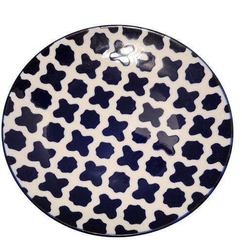 Set 4 Pier 1 Imports Stoneware Lunch Salad Plates 8 3/8" Blue Textile Patterns - Picture 7 of 13