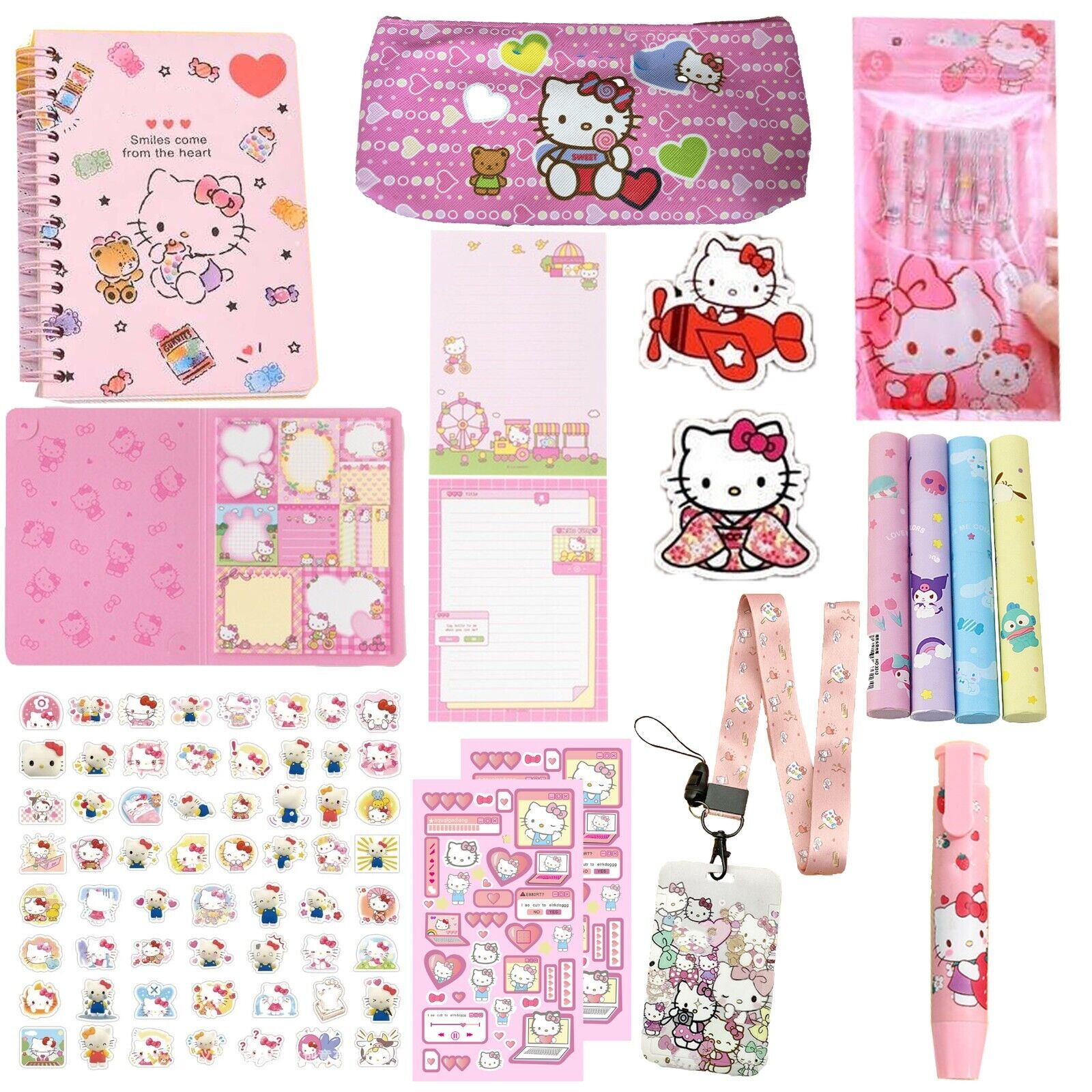 S L1600 79 pcs hello kitty kawaii stationery set, cute school supplies, back to school.