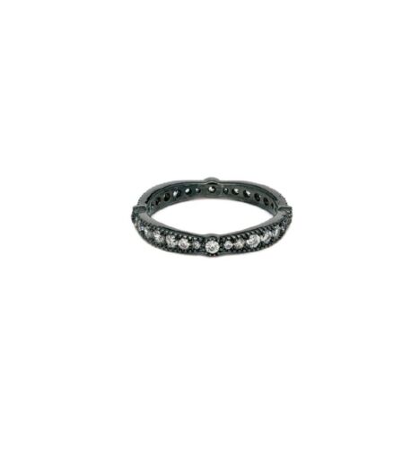 Hematite 3mm Graduated Cubic Zirconia Eternity Band Ring Size 8