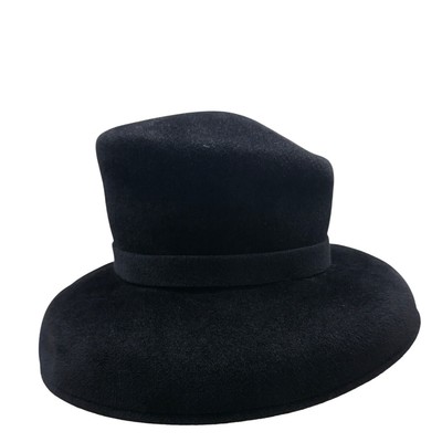Nordstrom Black Rabbit Fur Felt Hat With Ribbon & Decorative  display picture 3