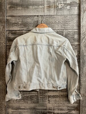 Topshop Moto Denim Jacket Blue Button Up Jean Jacket Women's SZ 6