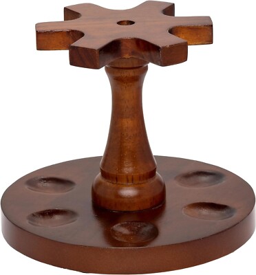 The Big Easy Tobacco Company Round Pipe Stand, 6 Pipe Capacity, Dark Walnut 