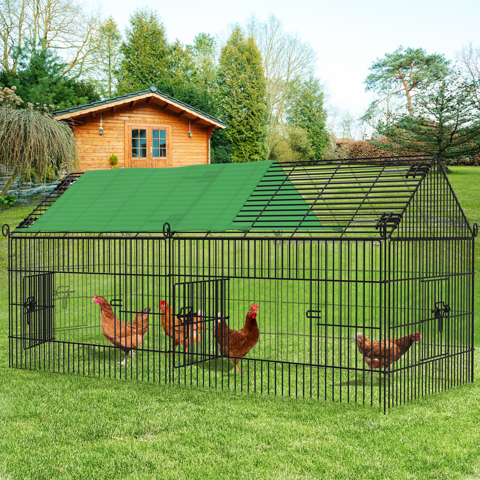 Large Metal Chicken Coop Hen Run House Spire Walkin Cage Pet cages cat
