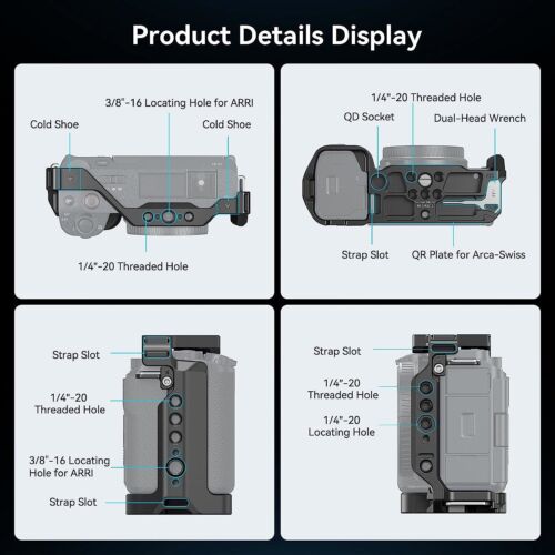 SmallRig ZV-E1 Gabbia per Sony ZV E1, Gabbia per fotocamera per Arca-Swiss, attacco Cold Shoe - Foto 5 di 9