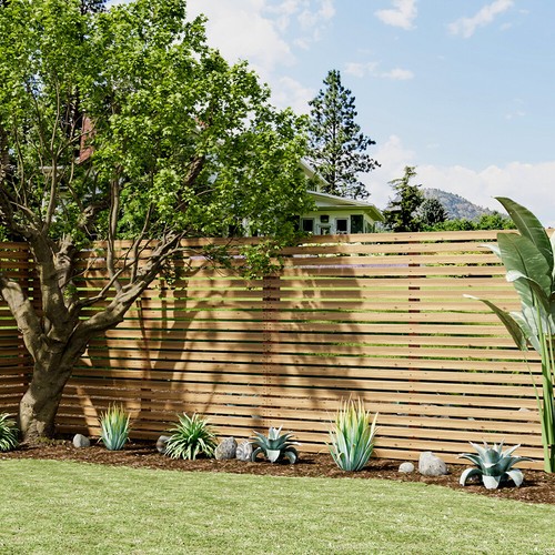 6ft Wide Heavy Duty Horizontal Slatted Wood Garden Fence Panels Pressure Treated - Picture 5 of 24