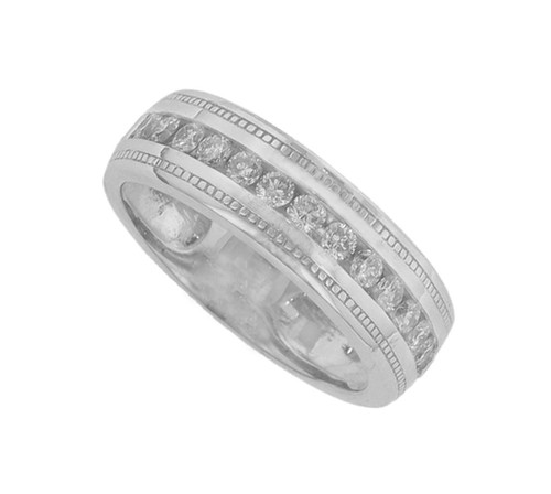 Anillo de boda de diamantes de corte redondo de 1,25 quilates oro blanco de 18 kt de corte redondo para hombre - Imagen 3 de 4