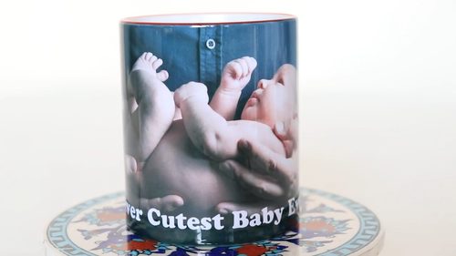 Personalised Photo Mug Coloured Rim & Handle-Red,Blue,Pink,Yellow or White - Video 1 of 1