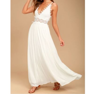 Купить nwt lulus this i promise you white and nude beaded sequin maxi  bridal dress sz s (176214732069), США