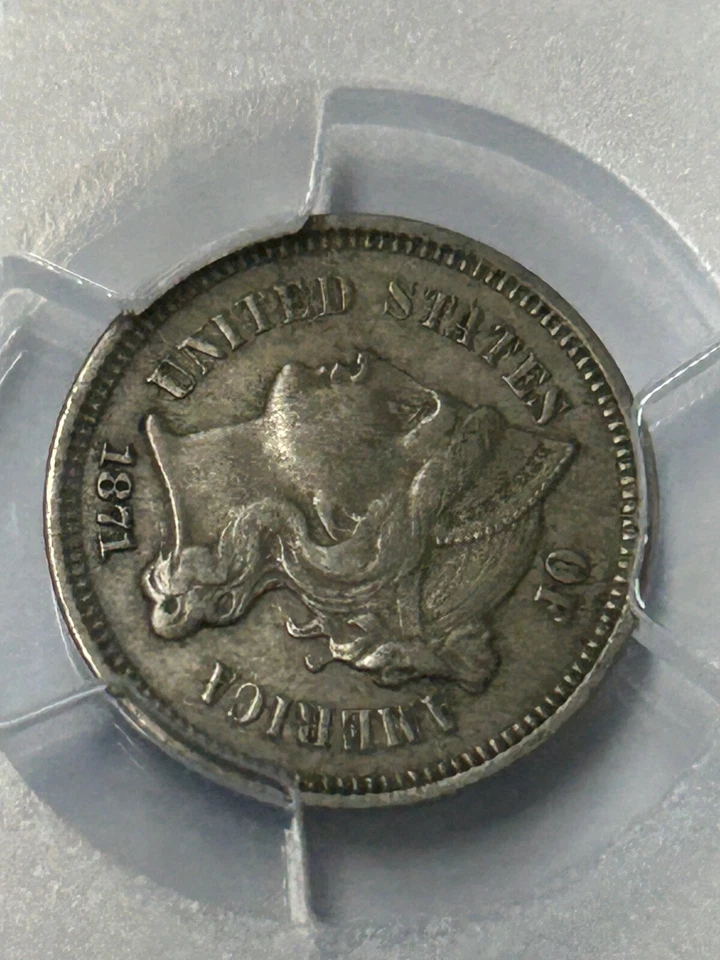 1871 Nickel Three Cent Piece PCGS AU50 TDO FS-101 (PCGS Pop 5 Only 5 Higher) - Image 4 of 4