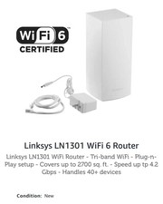 Linksys HomeWRK MX4300 Tri-band Wi-Fi 6 4.2Gbps LN1301 Router - White