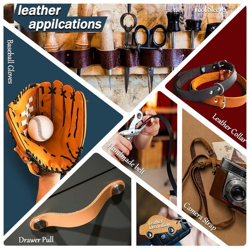 1/2 Inch Wide 72 Inches Long Brown Leather Strips Top Grain Leather Strap - Picture 5 of 7